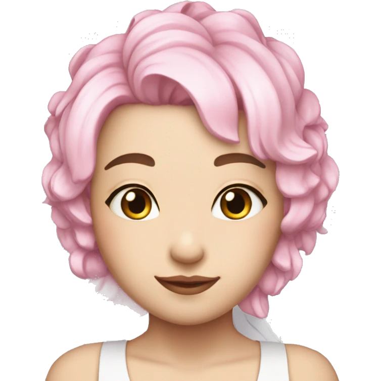 Beautiful, peony, fairy, white ong, light pink hair, big wings, fair skin emoji
