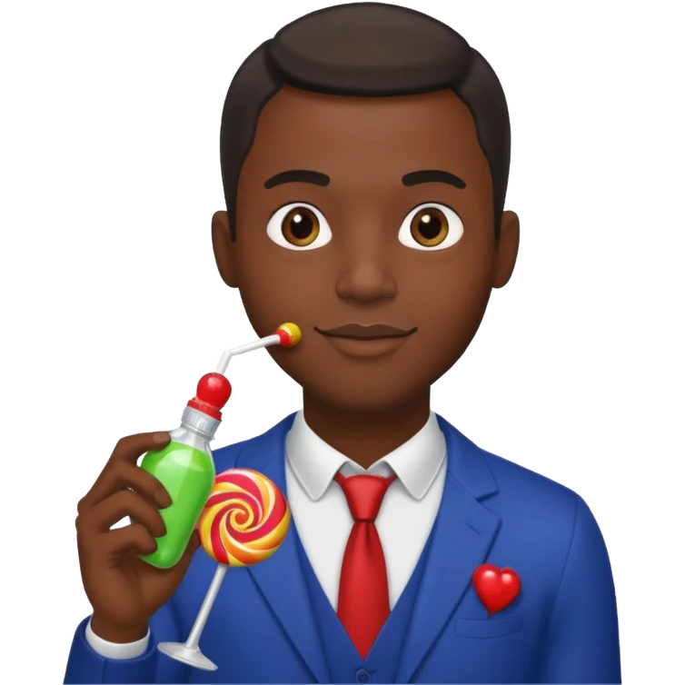 Sexy black man hold a bottle and a lollipop emoji