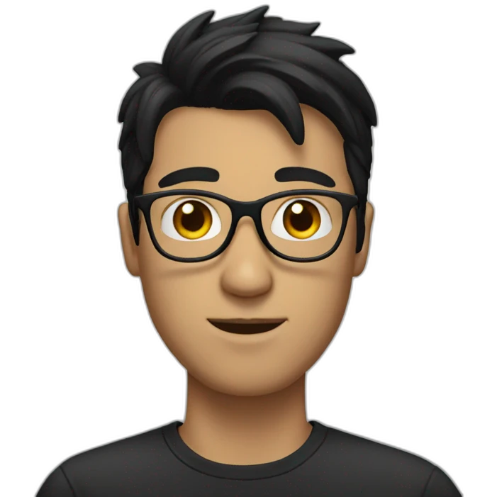 white guy with glasses with black hair emoji