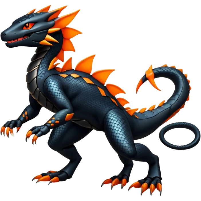 Modern Futuristic Scaly Cyber-Salandit-Litten-Hybrid (Full body) emoji