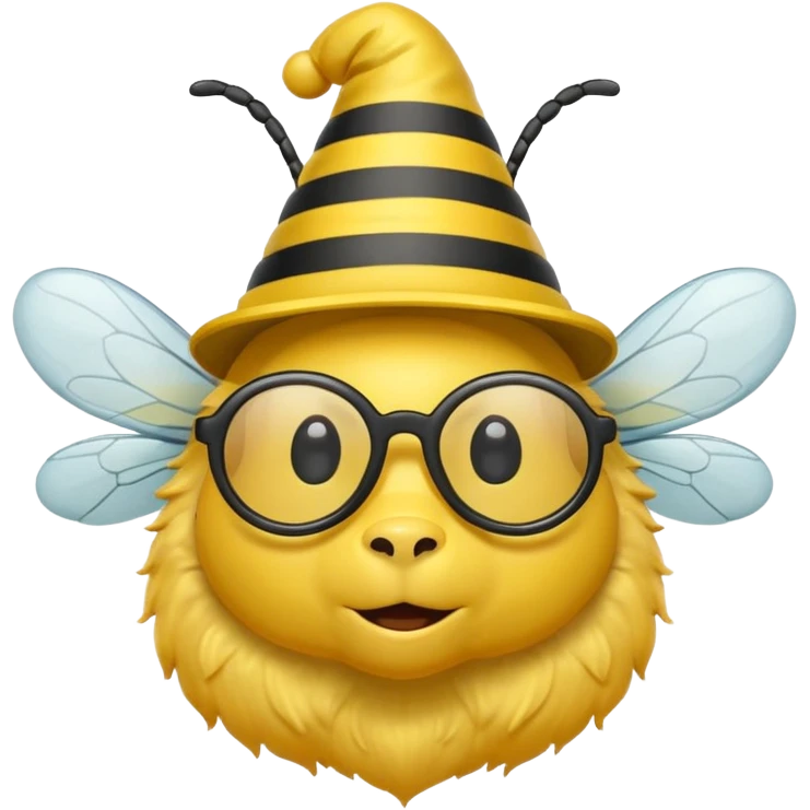 party hat bee with glasses emoji
