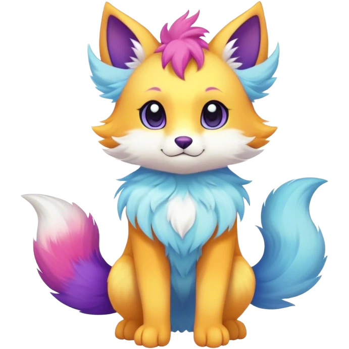Kawaii bright fantasy ethereal anthro fursona Fakemon with tufted tail  emoji