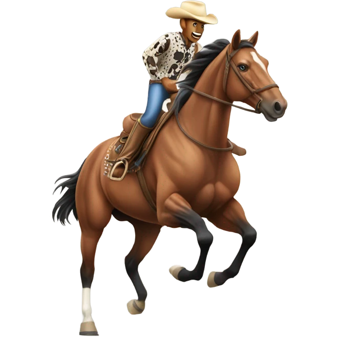 Running Horse with pard cowboy hat emoji
