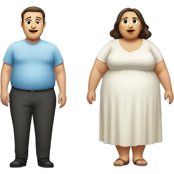 Fat woman and thin man emoji