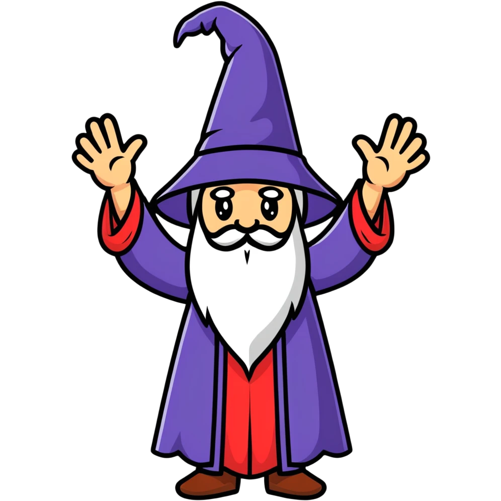 wizard holding up five fingers emoji