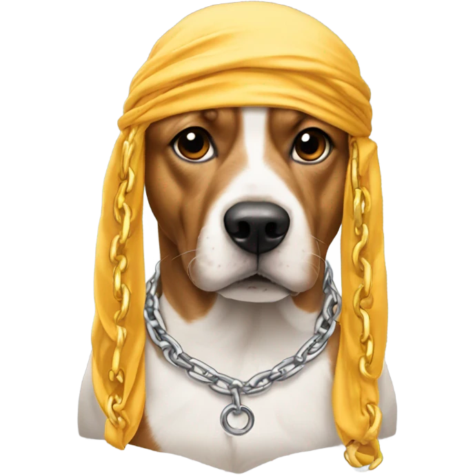 Dog wearing chain with a durag on emoji