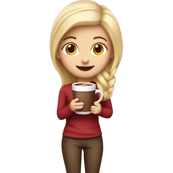 blonde girl holding hot chocolate  emoji
