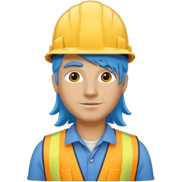 construction worker with long blue hair emoji