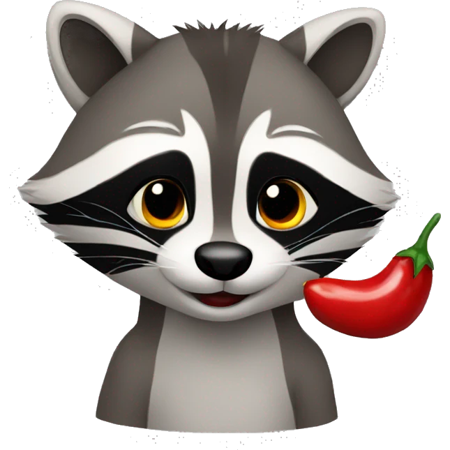 raccoon with chili pepper emoji