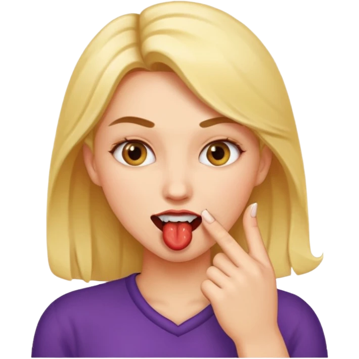 Mujer mordiéndose el dedo emoji