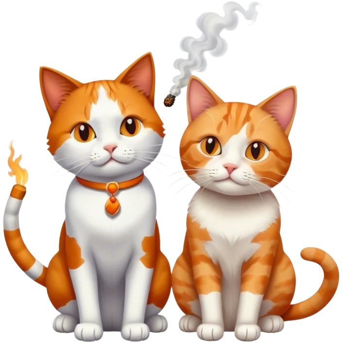 Two cats having a joint emoji
