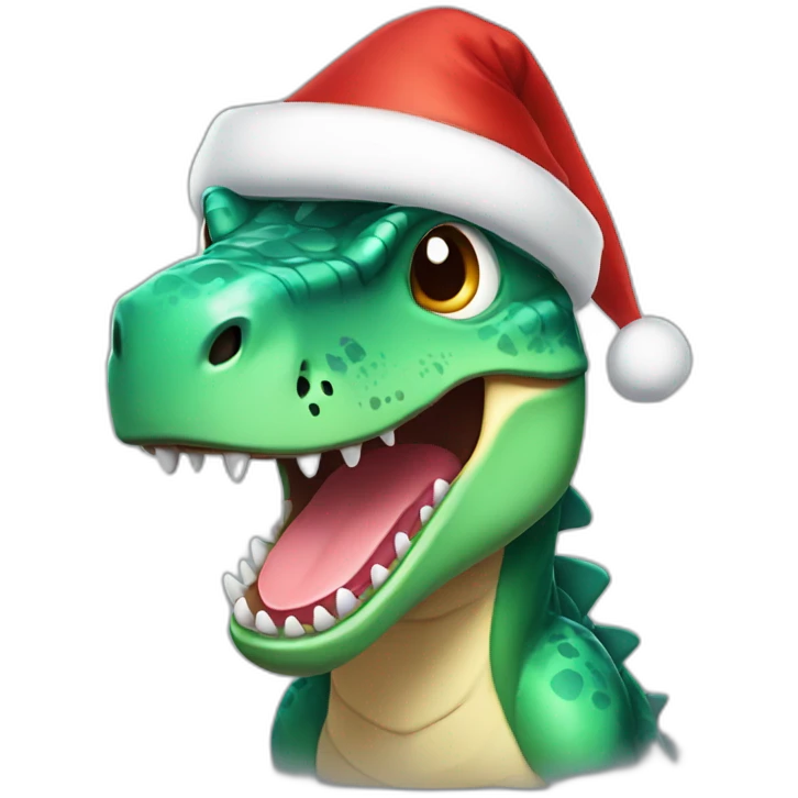 Dinasaur with Christmas hat emoji