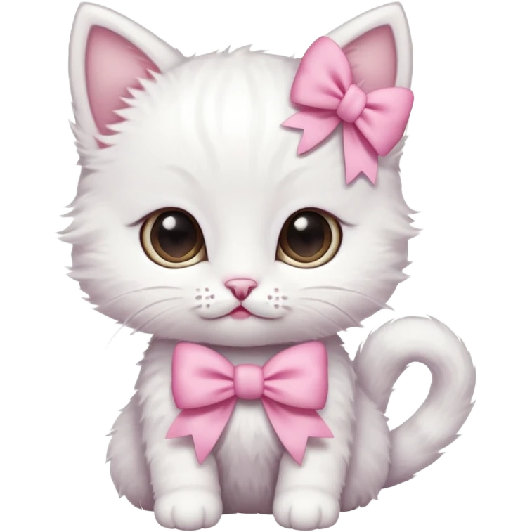 Uma gatinha branca com lacinho rosa emoji