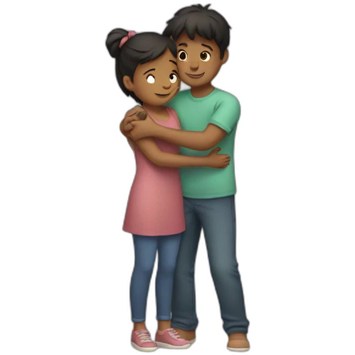 Girl and boy hug tight emoji