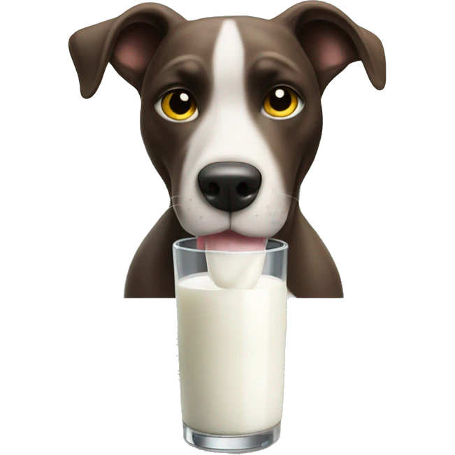 Dog licking a pool of milk un the summer emoji