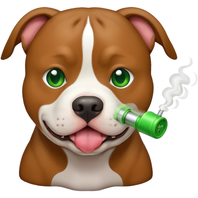 Brown and white pit bull burping green gas emoji