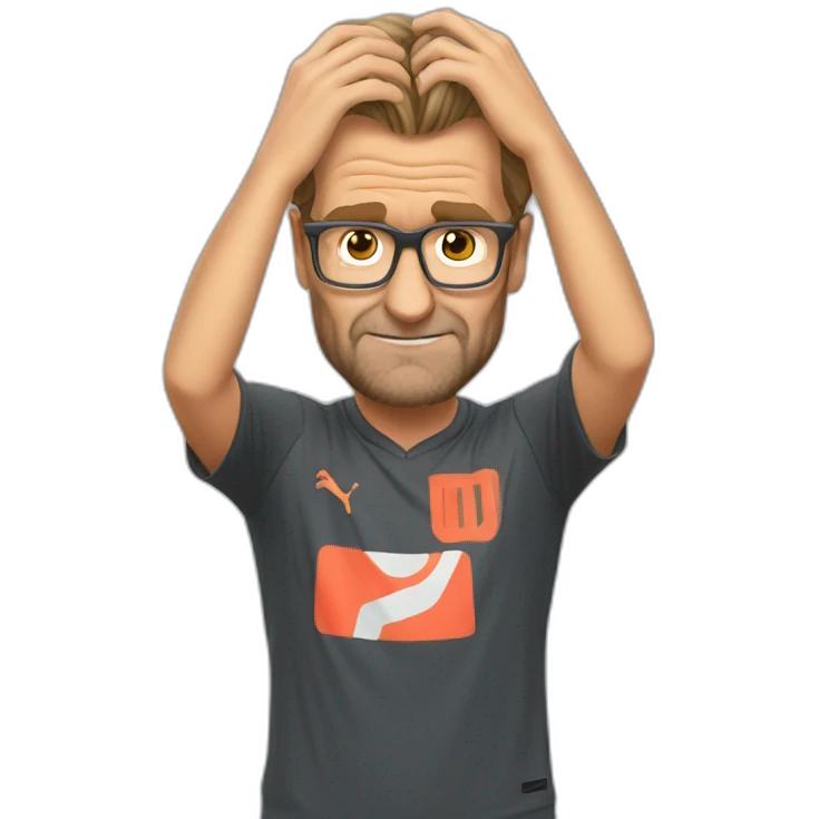 jurgen klopp placing hands under the head emoji
