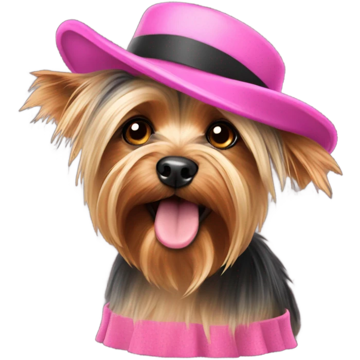 Yorkie with pink hat emoji
