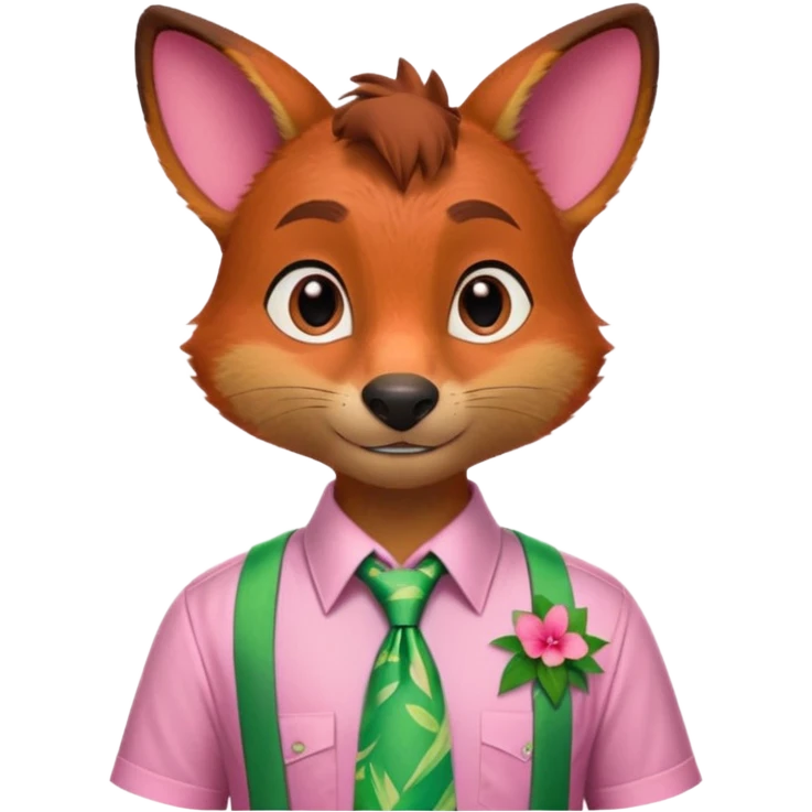 Nick Wilde with a pink Hawaii shirt and green hawaii tie from the Zootopia Disney movie emoji