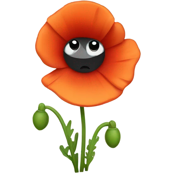 Cute cartoon poppy flower emoji