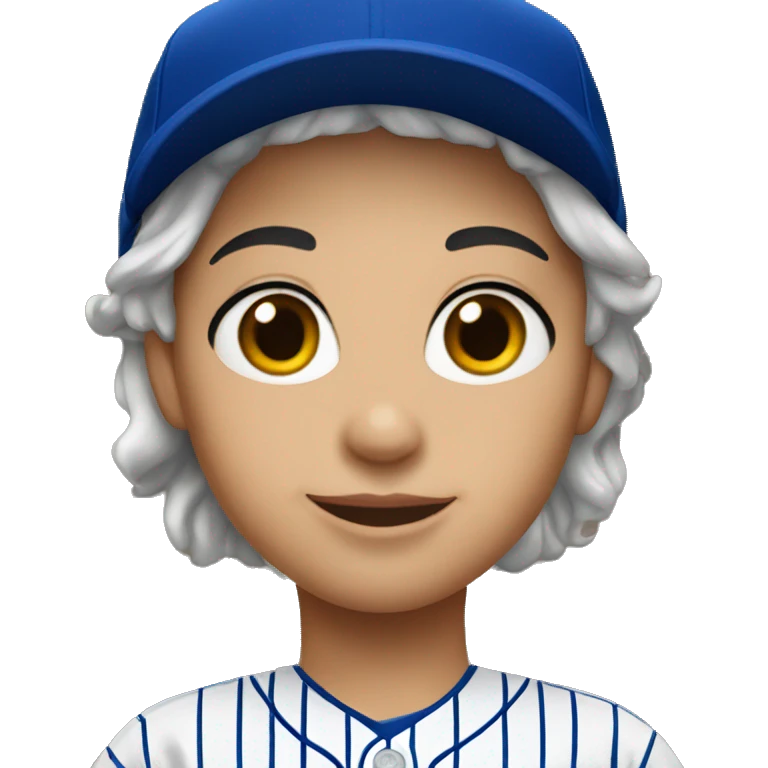 Women short blue hair wearing Dodgers Hat and Jersey emoji