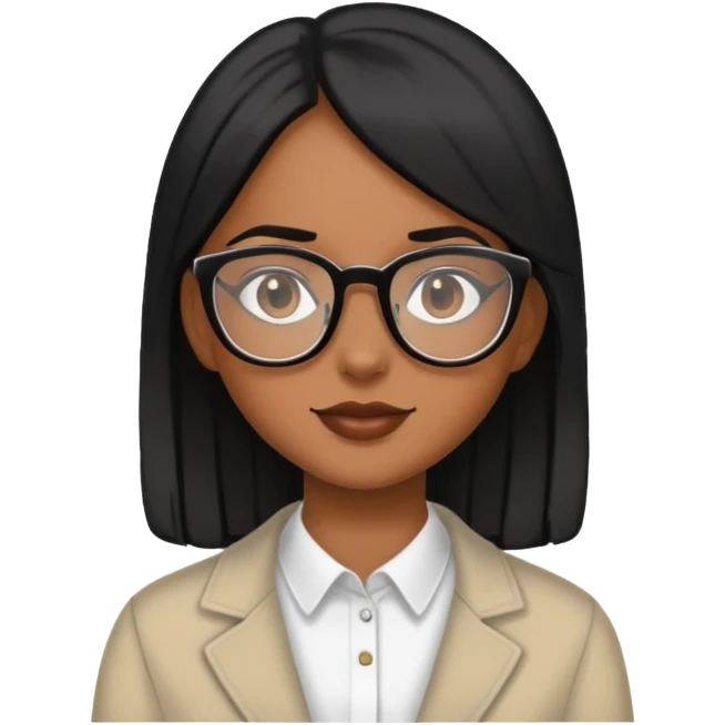 Chica morena con anteojos y pelo lacio negro emoji