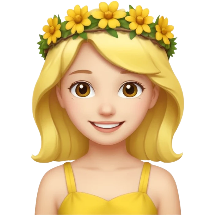 girl with flower crown in yellow dress emoji