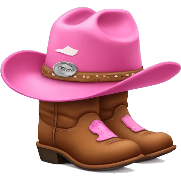 Cute brown slippers with a pink cowboy hat and a cut Stanley cup emoji