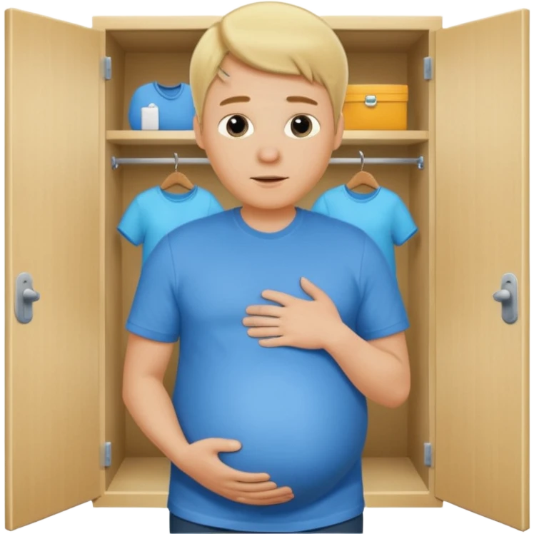 Pregnant blonde man in a closet make it a boy emoji