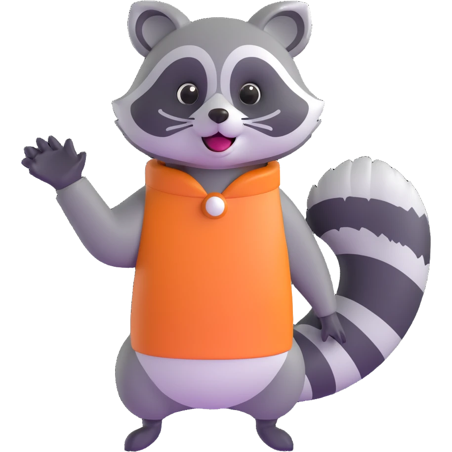 raccoon waving enthusiastically emoji