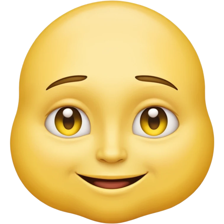 An ashamed, smiling yellow face emoji with huge breasts in front. emoji