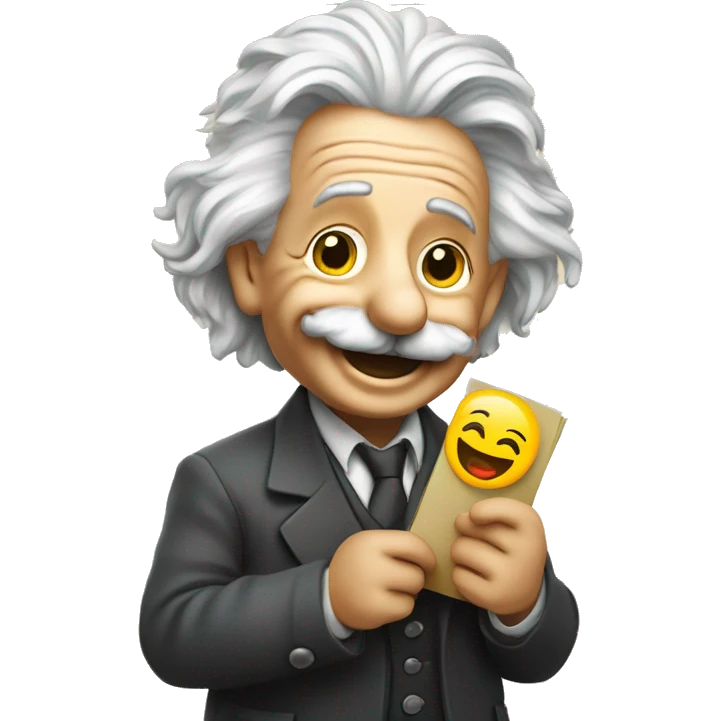 happy albert einstein holds chart in his hand emoji