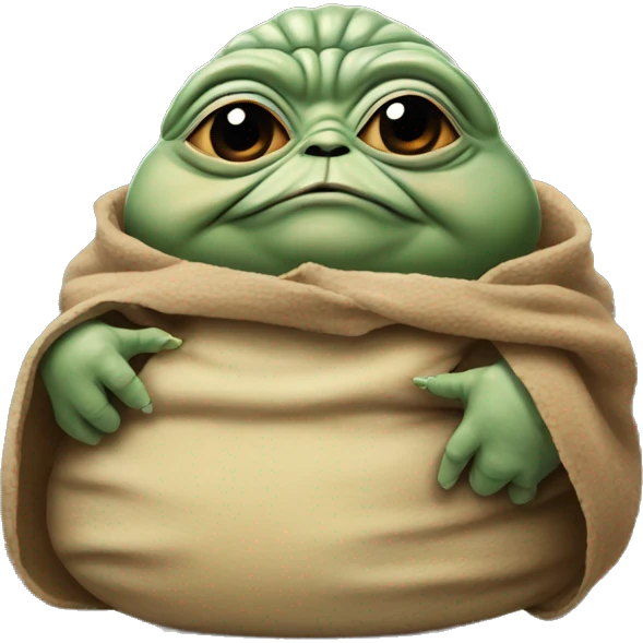 Jabba the hutt of Star Wars with the face of Baby Yoda emoji