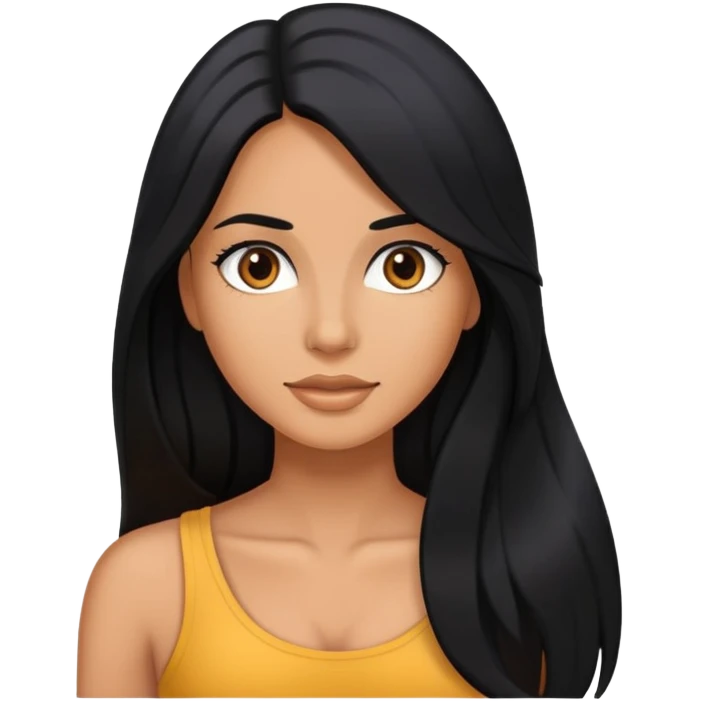 black long hair tanned woman emoji