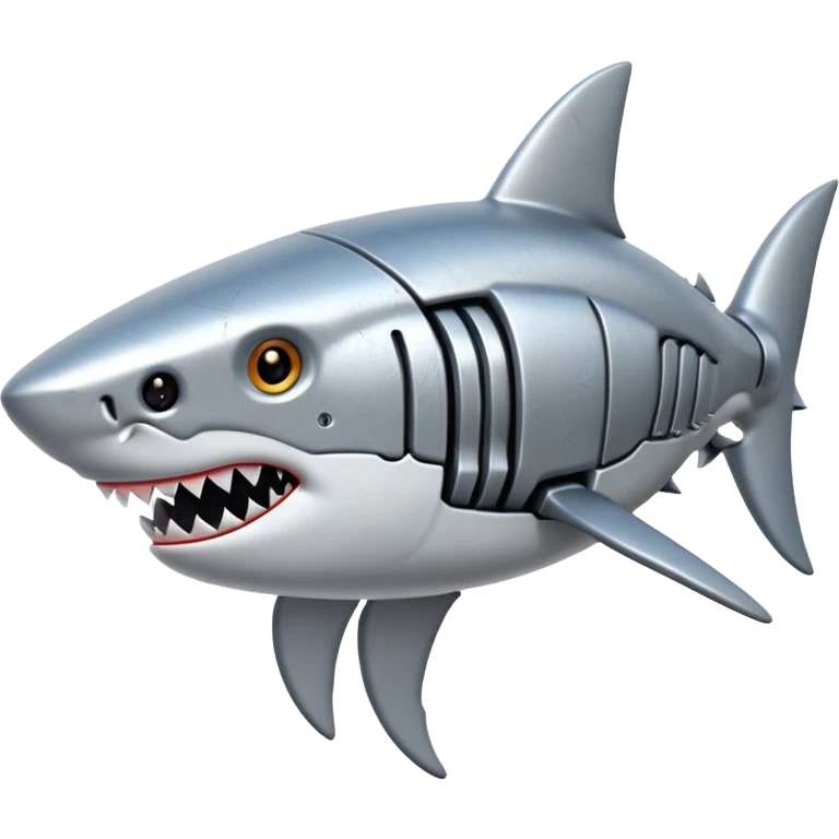 robot shark head with iron skin parts emoji