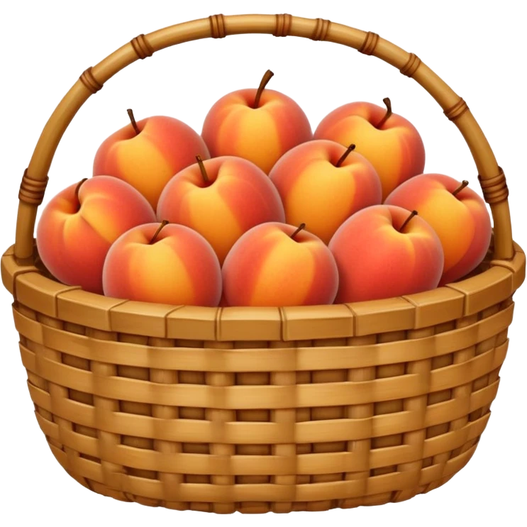 bamboo basket, peaches emoji