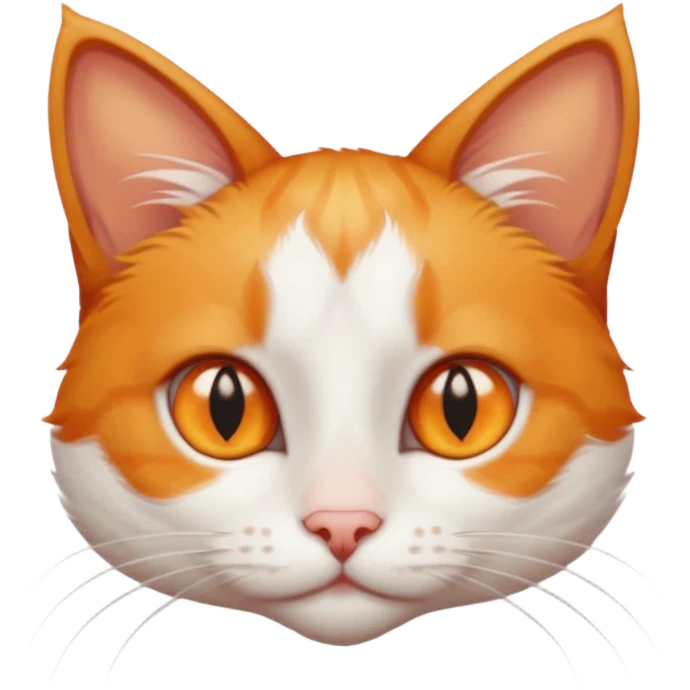 tiny + skinny ginger and white cat with deep orange eyes emoji