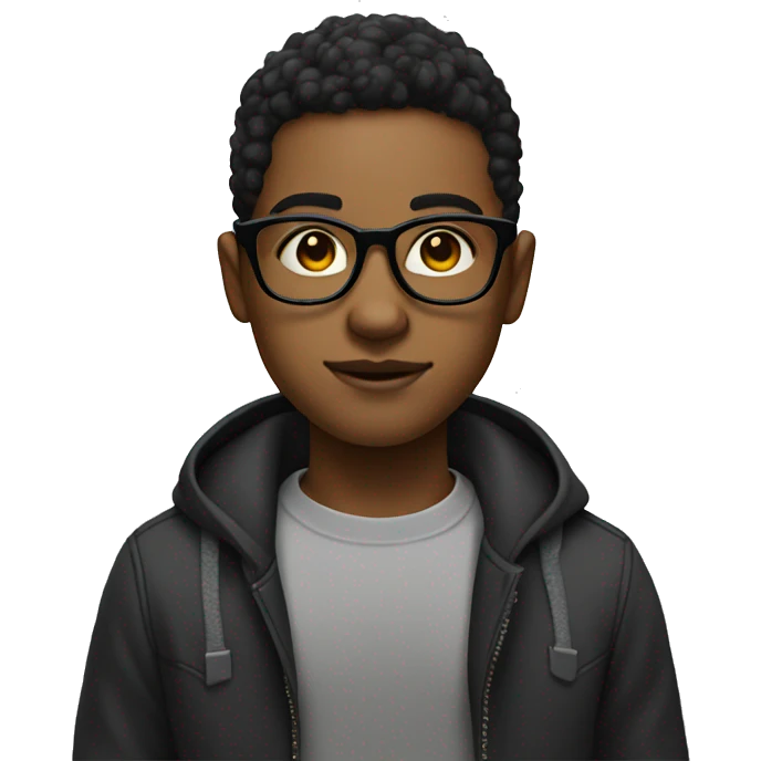 black light skin boy with glasses and a mid taper emoji
