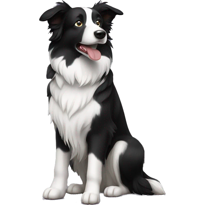 Black and white standard border collie emoji
