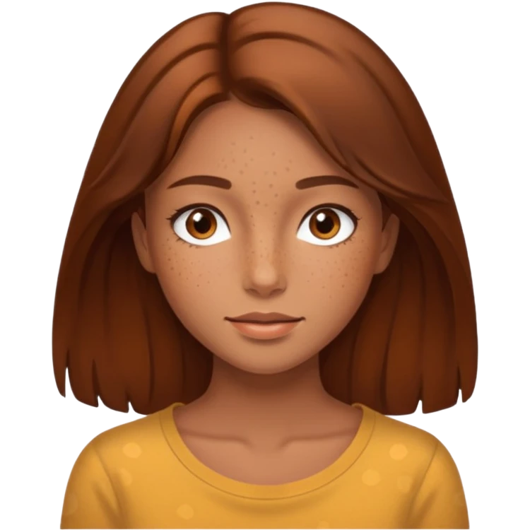 pretty girl with brown hair and tan skin with freckles and brown eyes  emoji