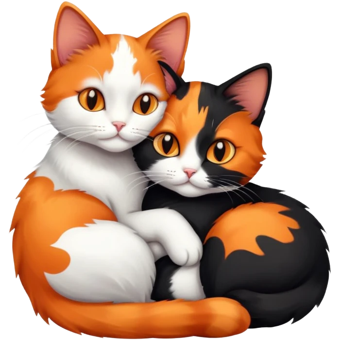 two cats cuddling together emoji