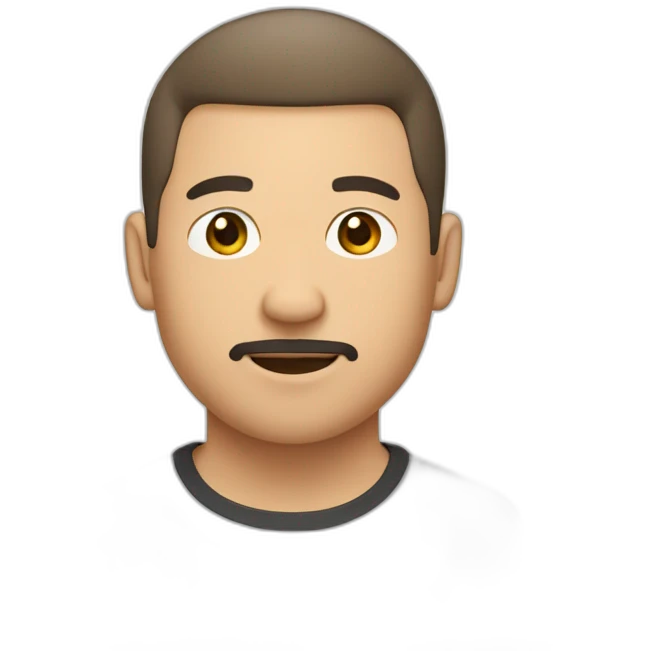 Light skinned asian guy with trimmed goatee.crew cut hair emoji