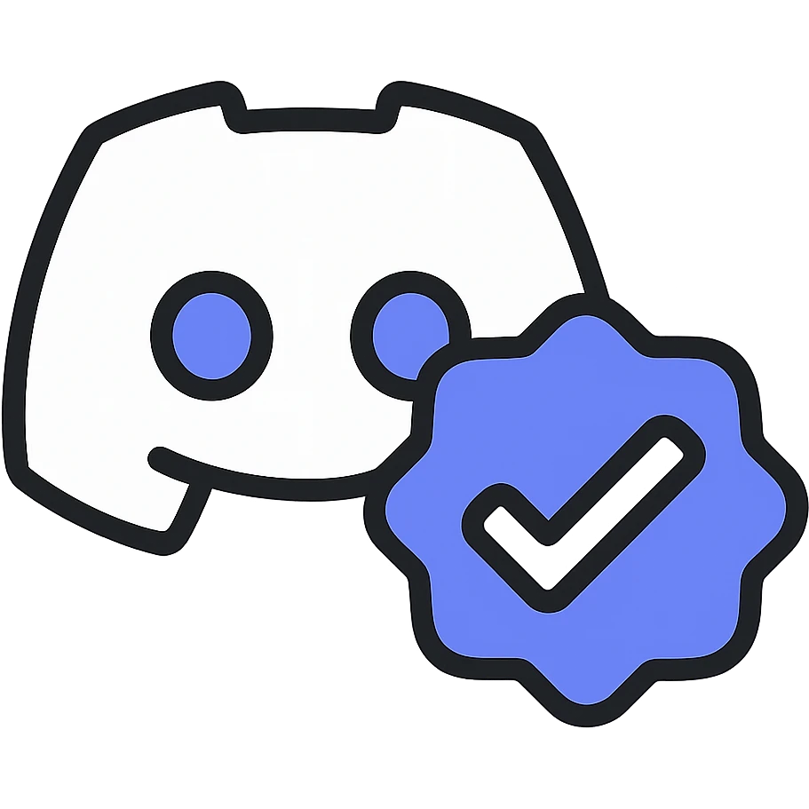 discord verified icon, clean, modern, blue and white, suitable for digital use emoji