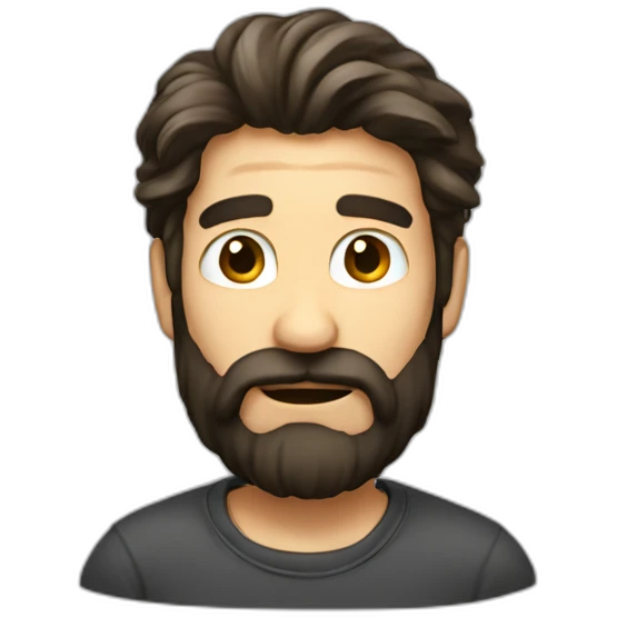 a smelly man with long dark brown hair a beard emoji