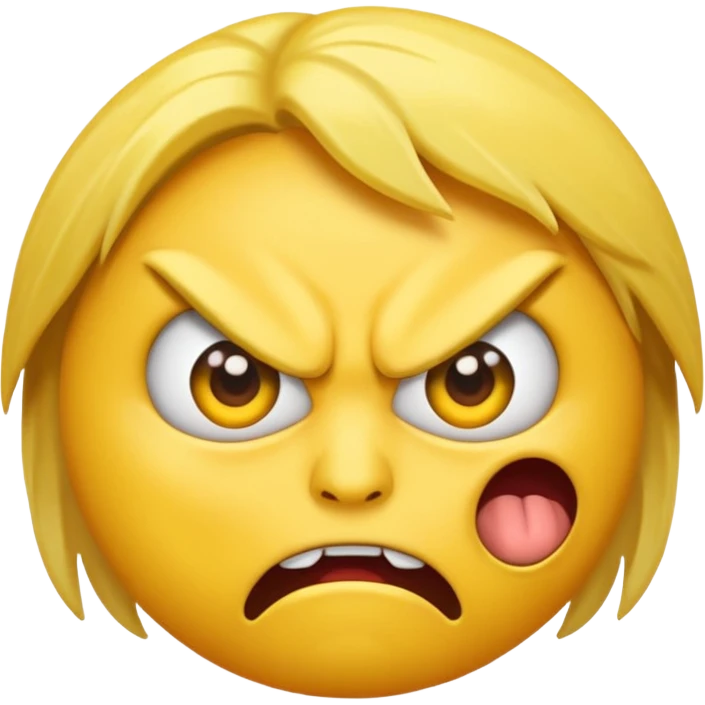 angry face emoji which is also rolling it's eyes emoji