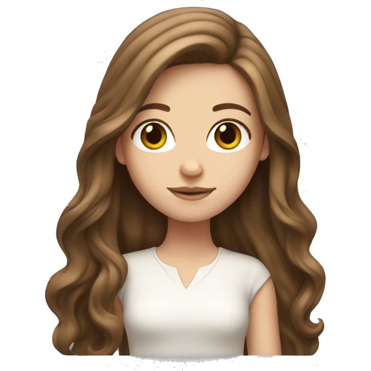 White girl with long brown hair emoji