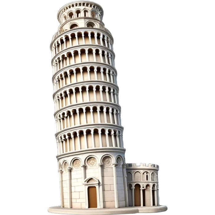 Cinematic Realistic Leaning Tower of Pisa Landmark Emoji, showcasing the iconic medieval tower with intricate stonework rendered with dynamic lighting and detailed textures. emoji