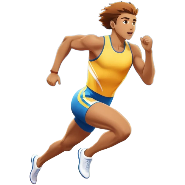 An icon featuring a vibrant stadium with cheering fans, bright lights, and a clear sky. an athlete sprinting on a track, with powerful strides and determination. The athlete's motion is dynamic, emphasizing speed and competition. emoji