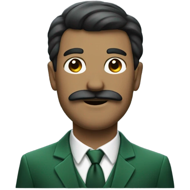 Guy with a square mustache and a dark greenish suit emoji