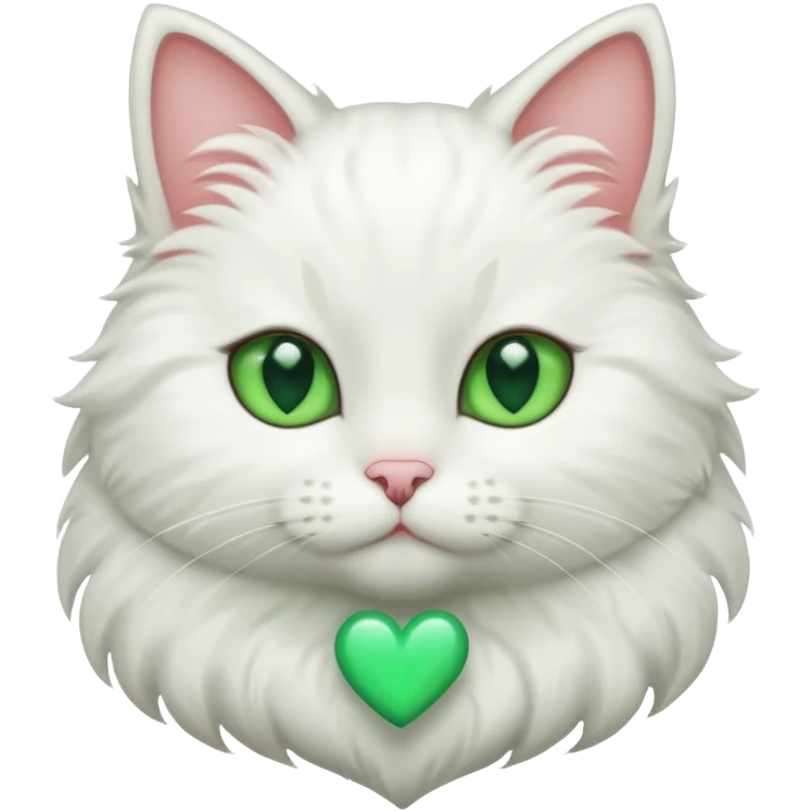 White cat with green eyes and heart emoji